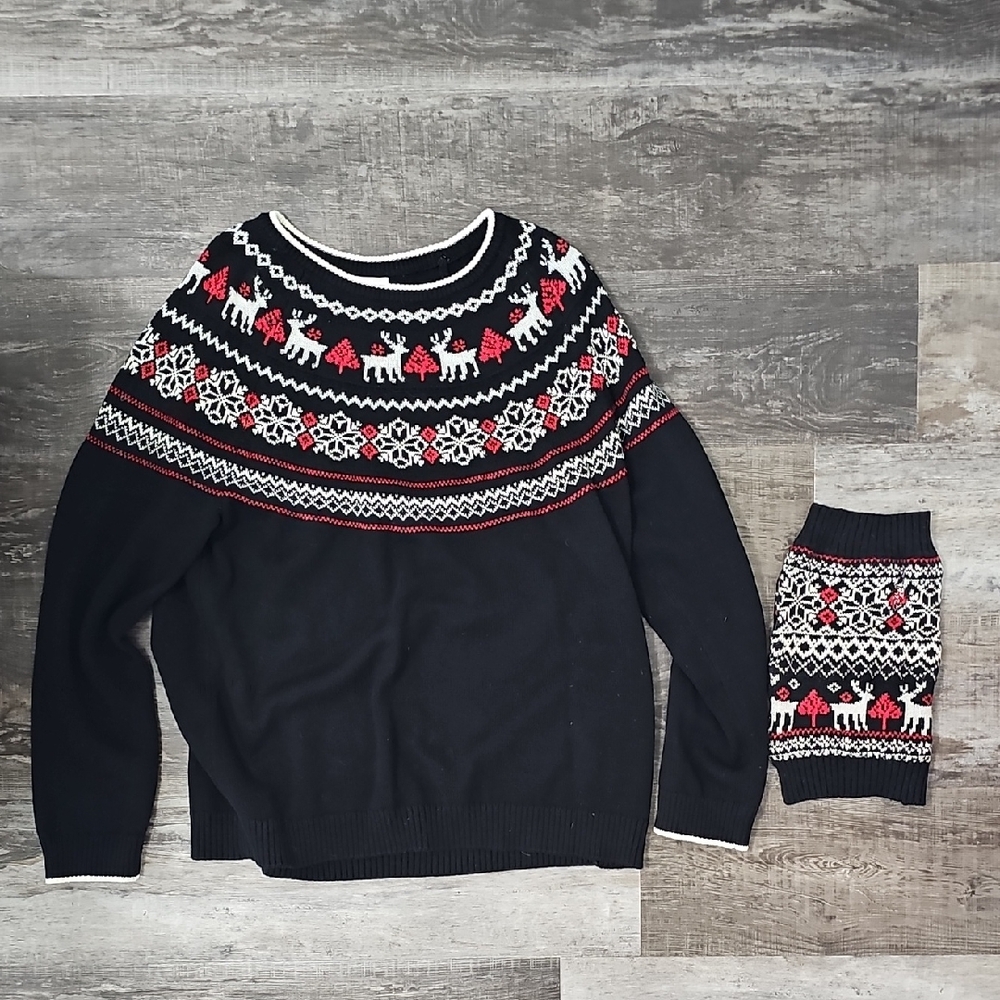 Charter Club Matching Holiday Sweater With Small Dog